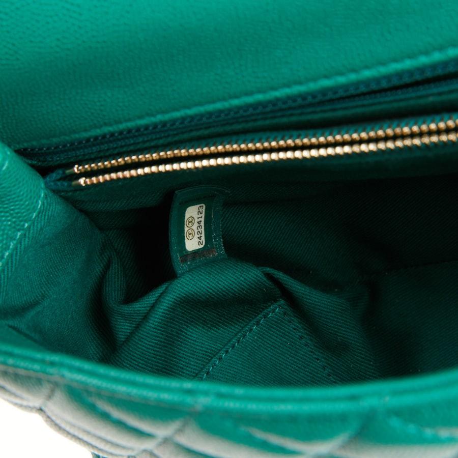 CHANEL Coco Handle Hand Bag in Green Emerald Caviar Leather 4