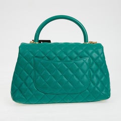CHANEL Coco Handle Hand Bag in Green Emerald Caviar Leather
