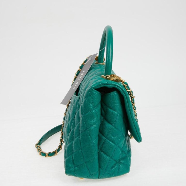 chanel coco handle bag green