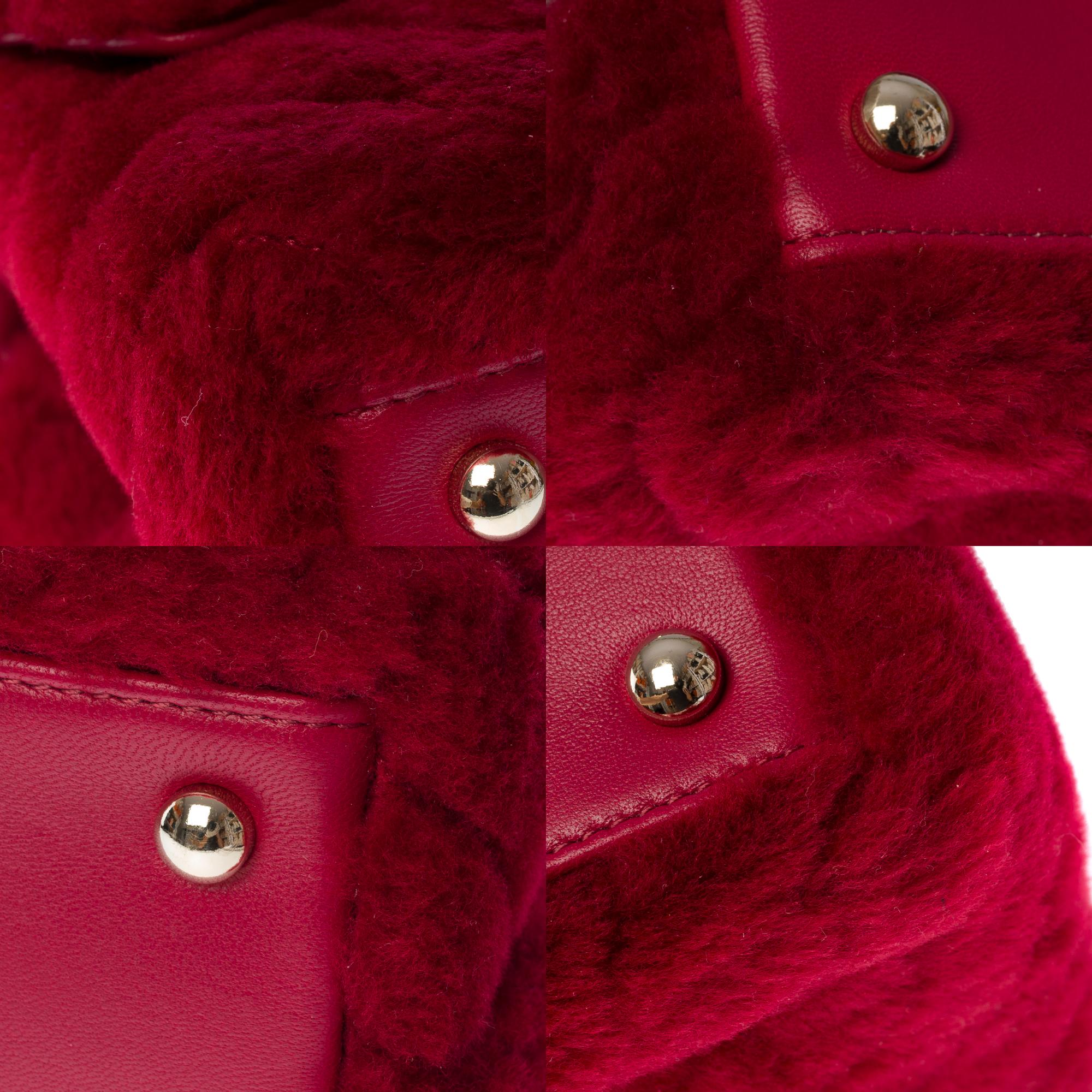 Chanel Coco handle handbag strap in Burgundy chevron quilted shearling, GHW 7