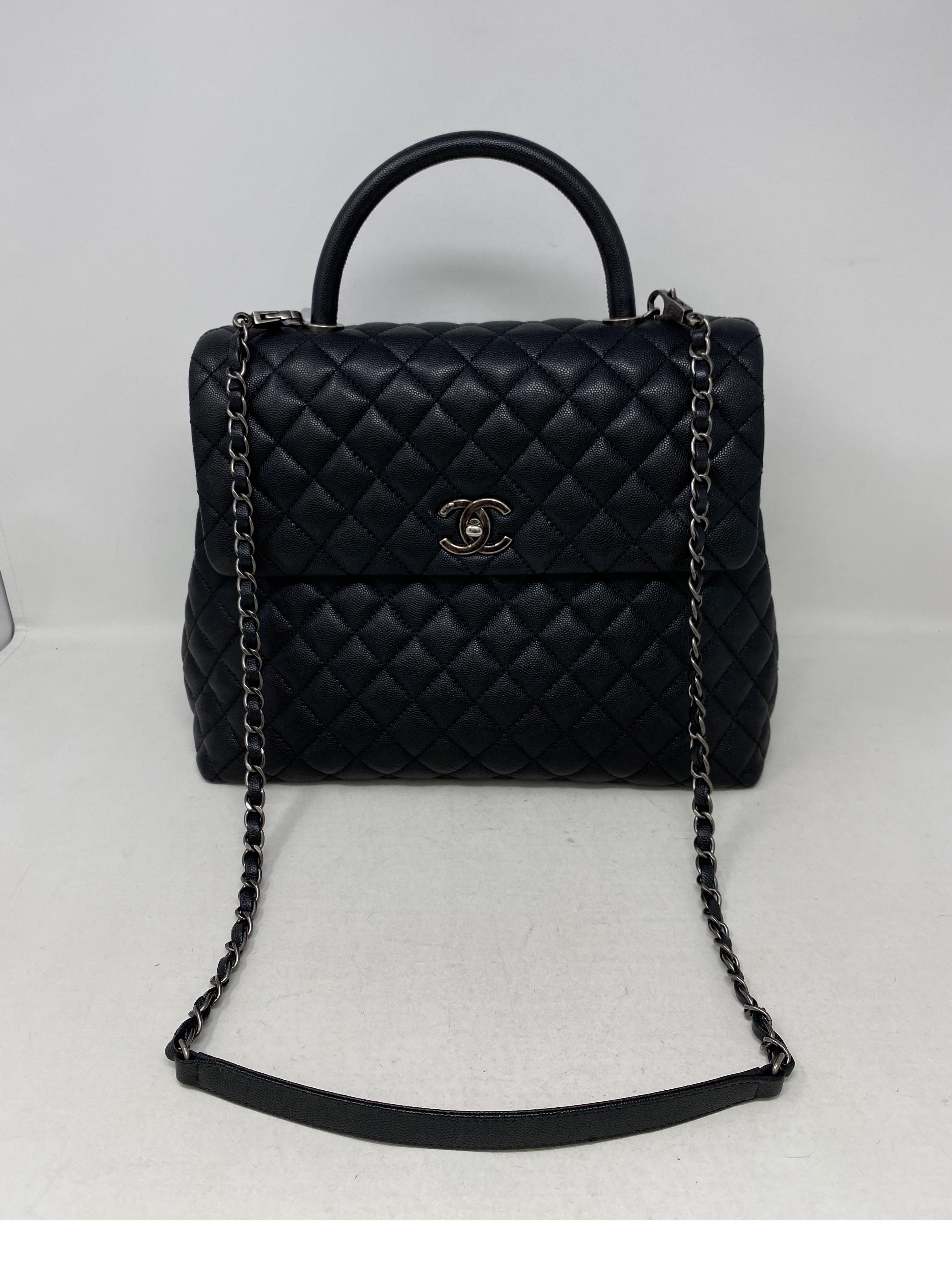 Chanel Coco Handle Large Bag. Caviar leather. Silver hardware. Excellent like new condition. Large size bag. Guaranteed authentic. 