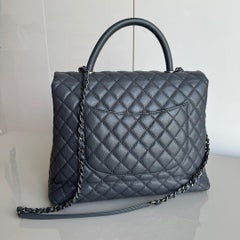 Chanel Coco Handle Maxi Grey Caviar Leather Silver Hardware 32cm, 2015-2016