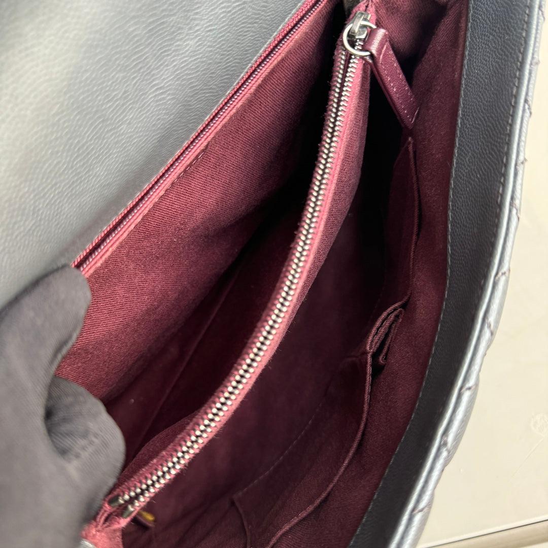 Chanel Coco Handle Maxi Grey Caviar Leather Silver Hardware 32cm, 2015-2016 For Sale 16