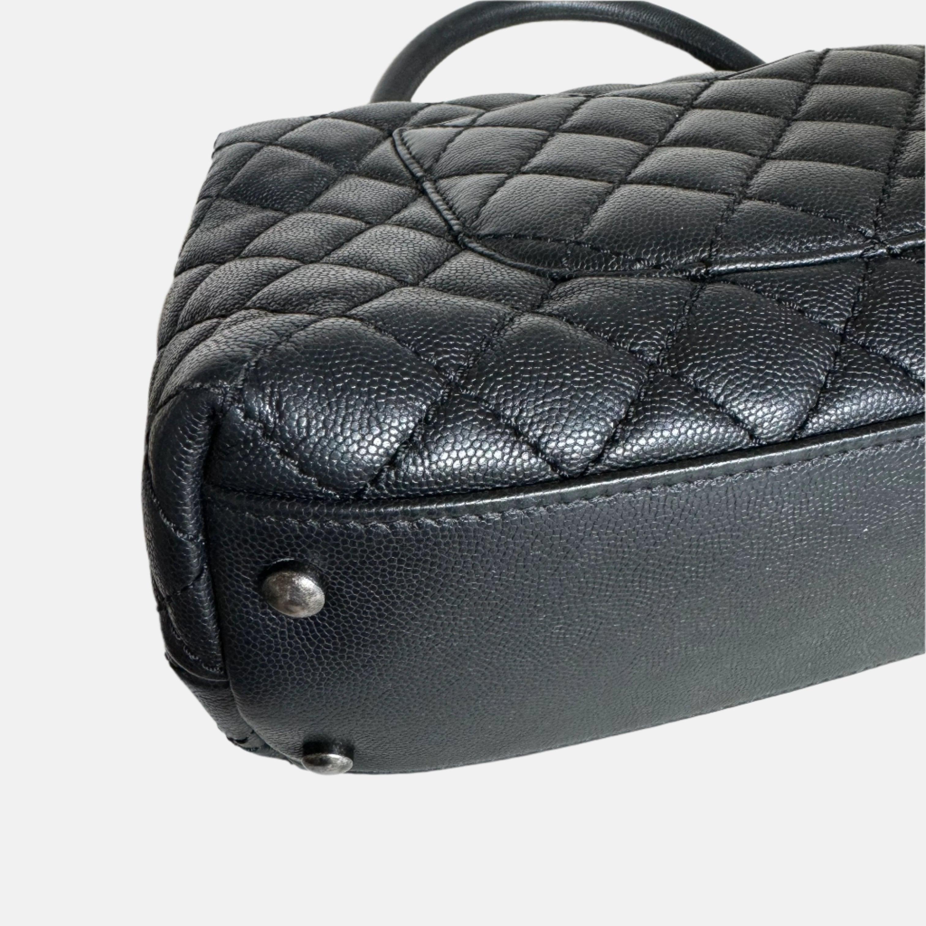 Chanel Coco Handle Medium Black Caviar Leather Silver Hardware, 2016 For Sale 7