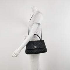 Chanel Coco Handle Medium Black Caviar Leather Silver Hardware, 2016