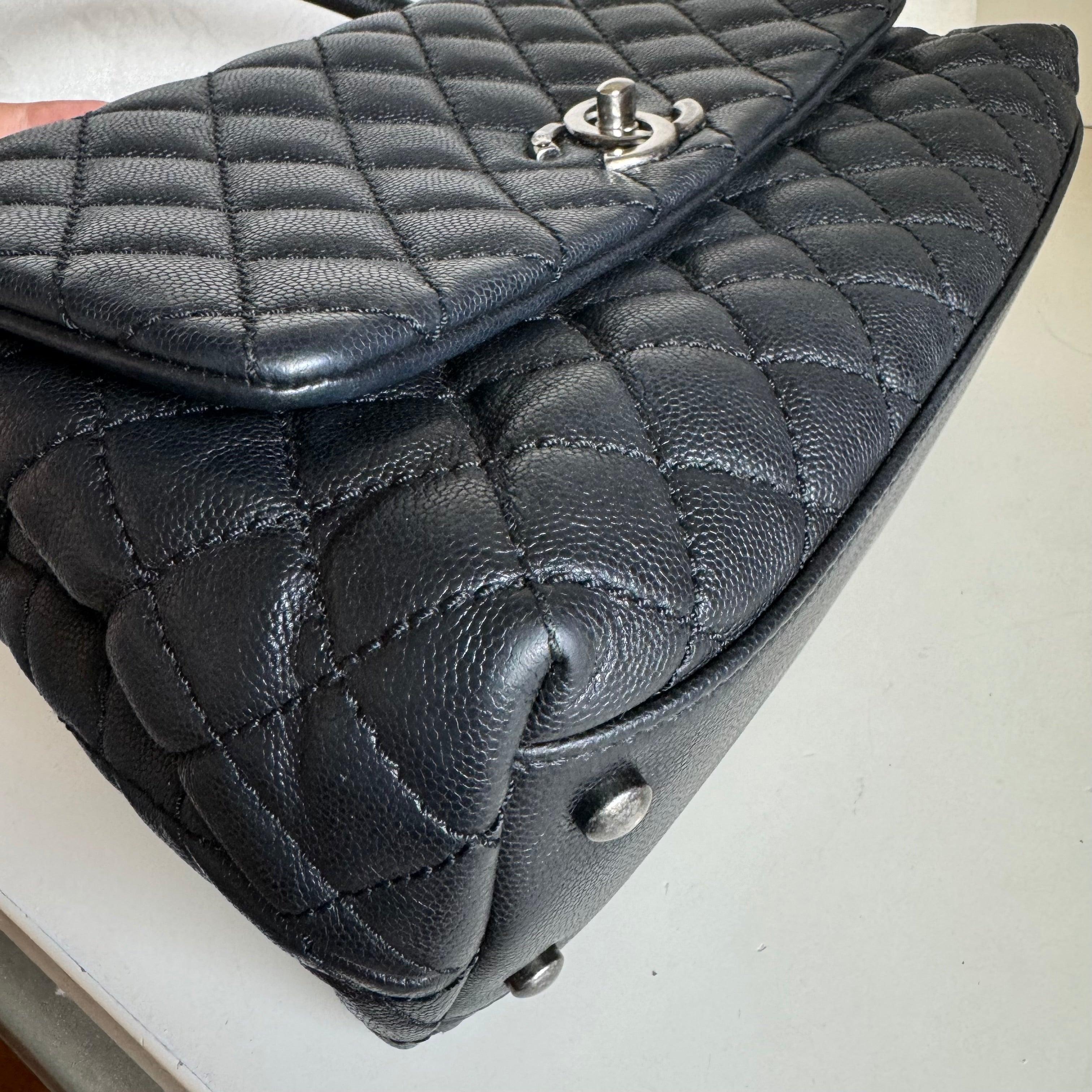 Chanel Coco Handle Medium Black Caviar Leather Silver Hardware, 2016 For Sale 4