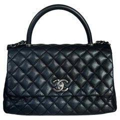 Chanel Coco Handle Medium Black Caviar Leather Silver Hardware, 2016