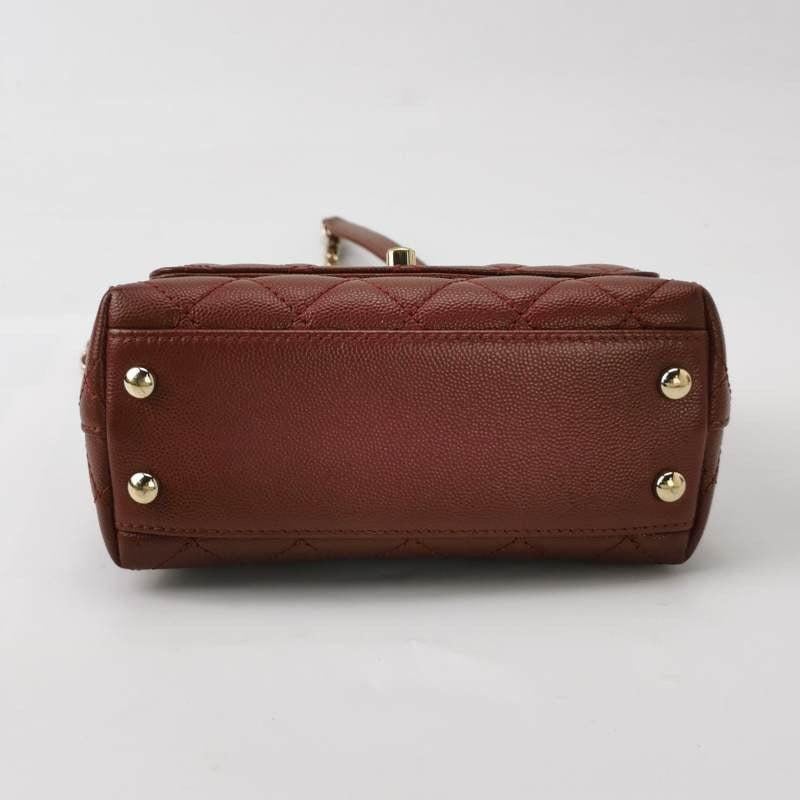 Brown Chanel Coco Handle Mini Burgundy Caviar Leather Crossbody Bag