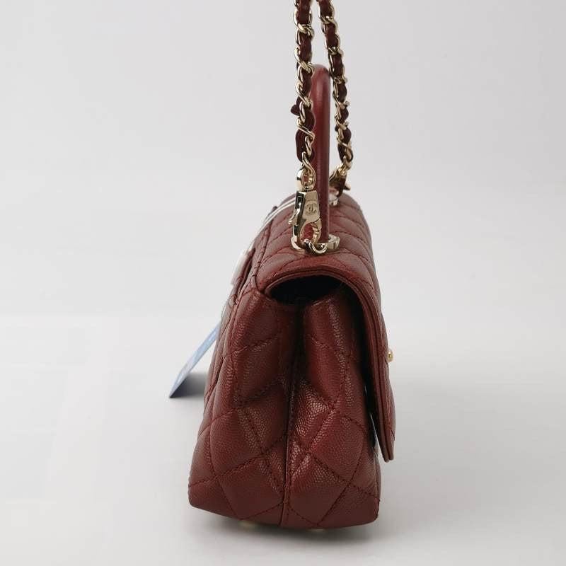 Women's Chanel Coco Handle Mini Burgundy Caviar Leather Crossbody Bag
