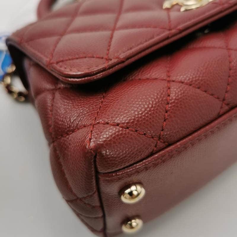 Chanel Coco Handle Mini Burgundy Caviar Leather Crossbody Bag 2