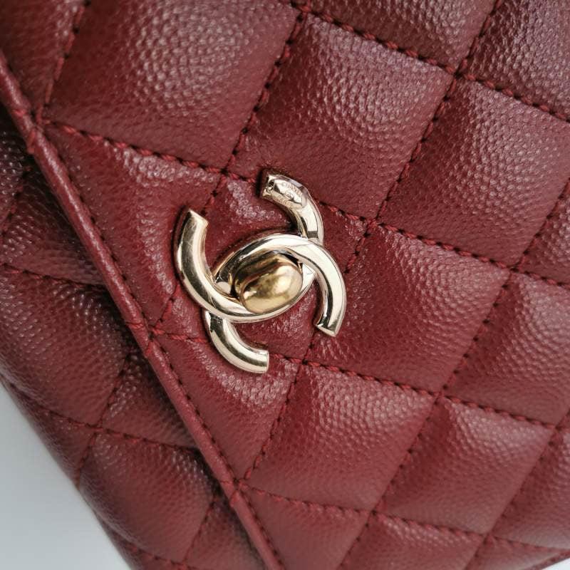 Chanel Coco Handle Mini Burgundy Caviar Leather Crossbody Bag 4