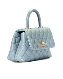 Chanel Coco Handle Mini Caviar Blue Powder