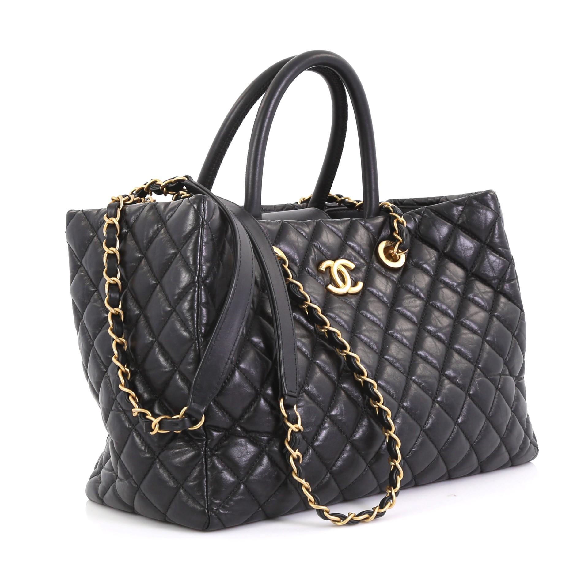 Chanel Coco Handle Shopping Tote Quilted Aged Calfskin Large at 1stDibs