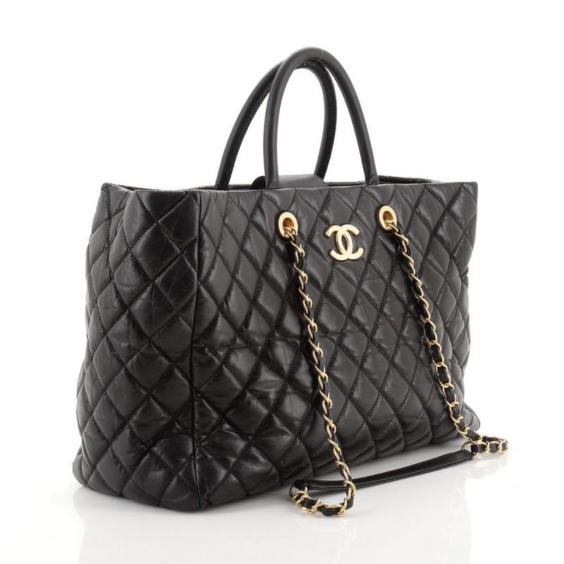 Chanel Coco Handle Shopping Tote Quilted Aged Calfskin Large at 1stDibs
