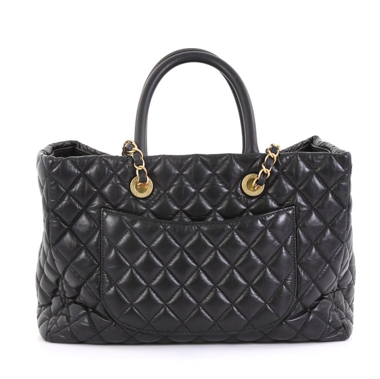 Chanel Coco Handle Shopping Tote Quilted Aged Calfskin Large