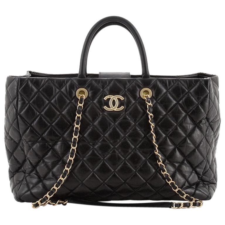 Chanel Coco Handle Shopping Tote Quilted Aged Calfskin Large