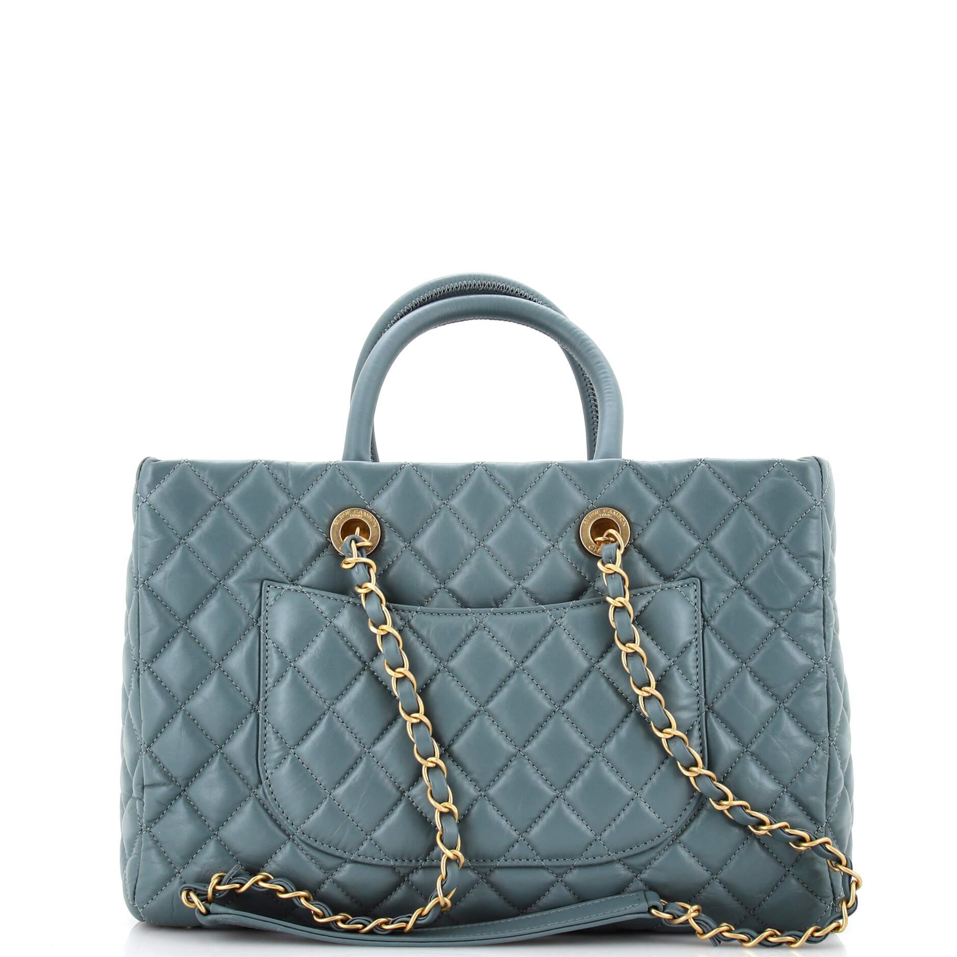 Women's Chanel Coco Handle Shopping Tote Quilted Aged Calfskin Medium