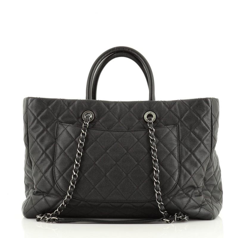 Black Chanel Coco Handle Shopping Tote Quilted Caviar Large