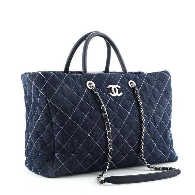 Chanel Coco Handle Shopping Tote Quilted Denim Large at 1stDibs
