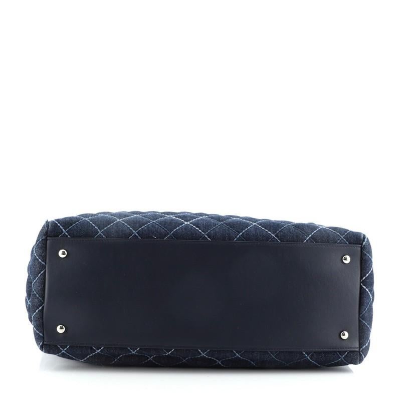 Chanel Coco Handle Shopping Tote Quilted Denim Large In Good Condition In NY, NY