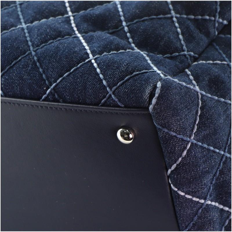 Women's or Men's Chanel Coco Handle Shopping Tote Quilted Denim Large