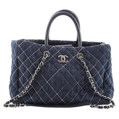 Chanel Coco Handle Shopping Tote Quilted Denim Large