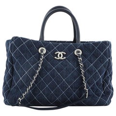 Chanel Coco Handle Shopping Tote Quilted Denim Large