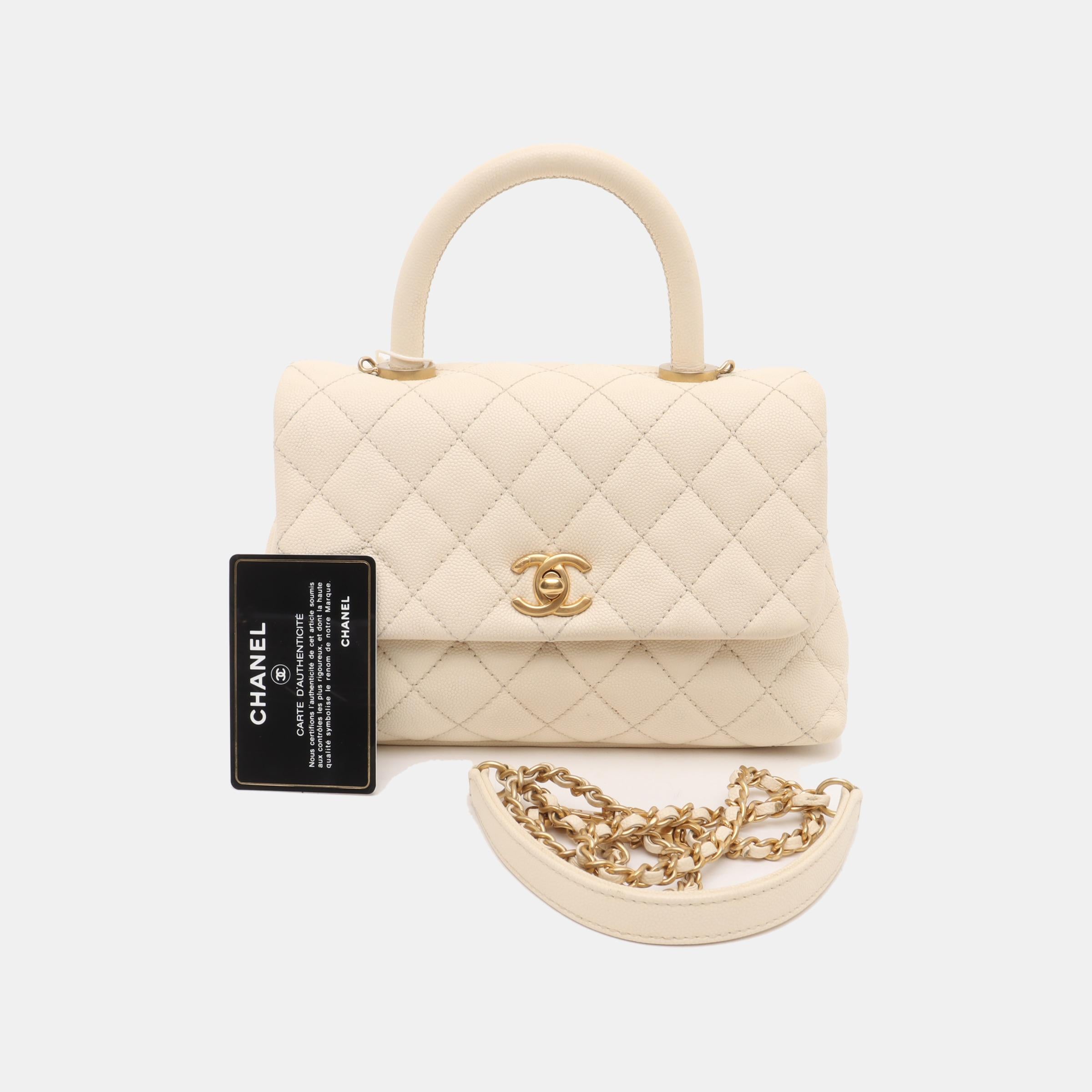 Chanel Coco Handle Small Beige Caviar Leather Gold Hardware, 2017 3