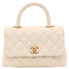 Chanel Coco Handle Small Beige Caviar Leather Gold Hardware, 2017