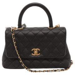 Chanel Coco Handle Small Black Caviar Leather Gold Hardware 2017