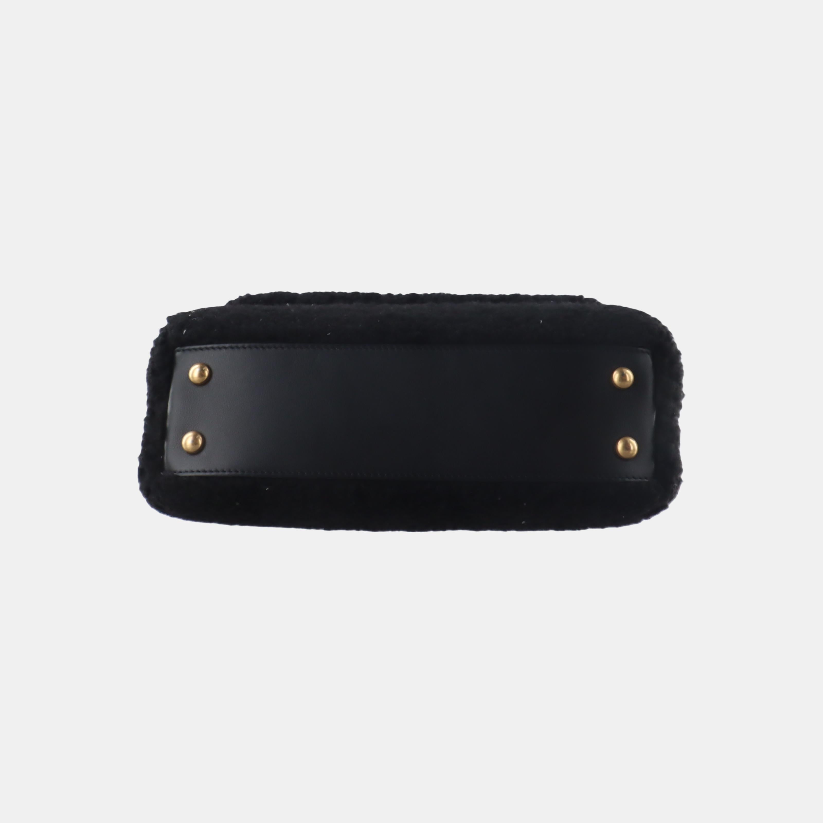 Chanel Coco Handle Small Black Shearling Gold Hardware, 2017 For Sale 1