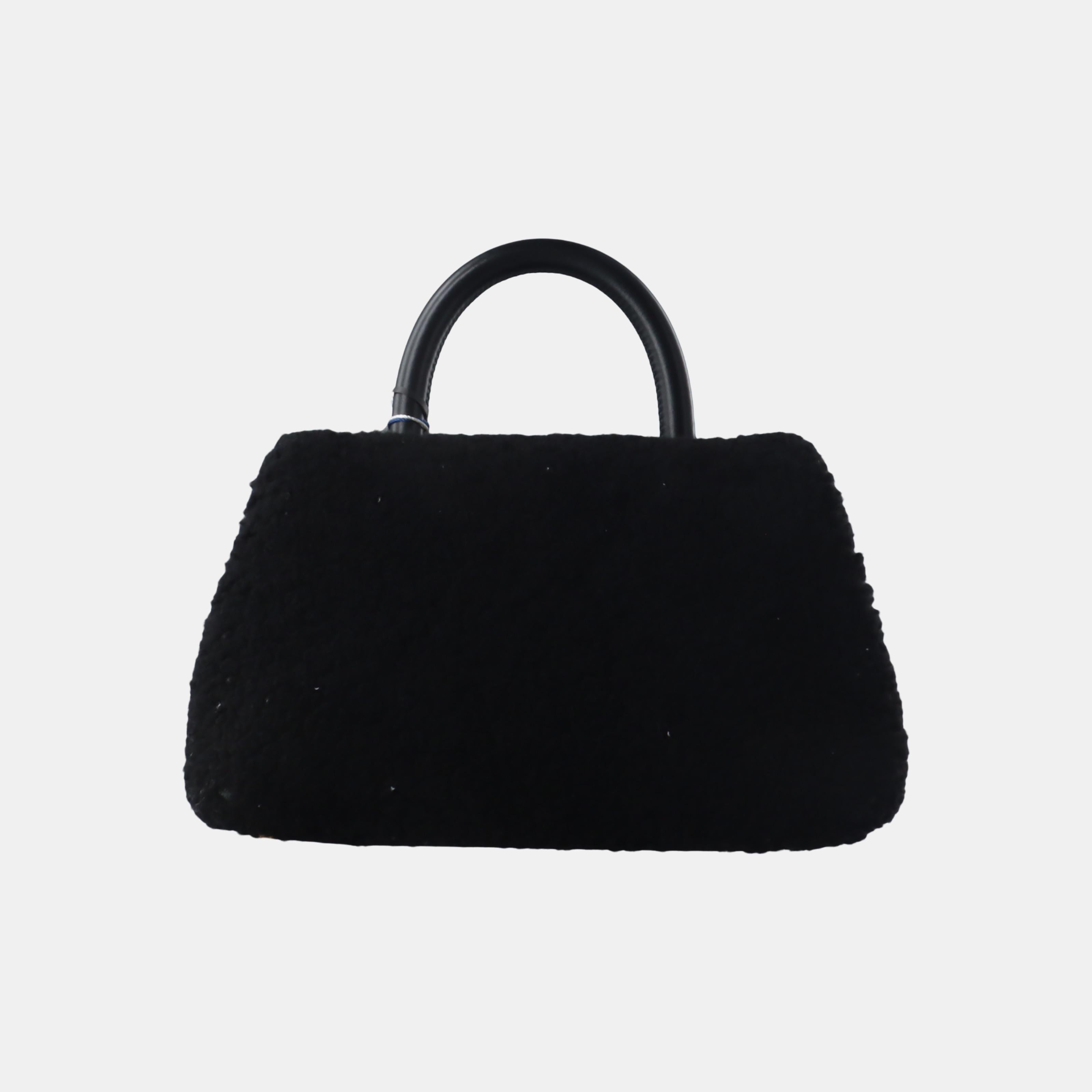 Chanel Coco Handle Small Black Shearling Gold Hardware, 2017 For Sale 2