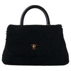 Chanel Coco Handle Small Black Shearling Gold Hardware, 2017