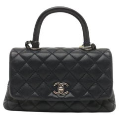 Chanel Coco Handle Small Navy Caviar Leather Silver Hardware