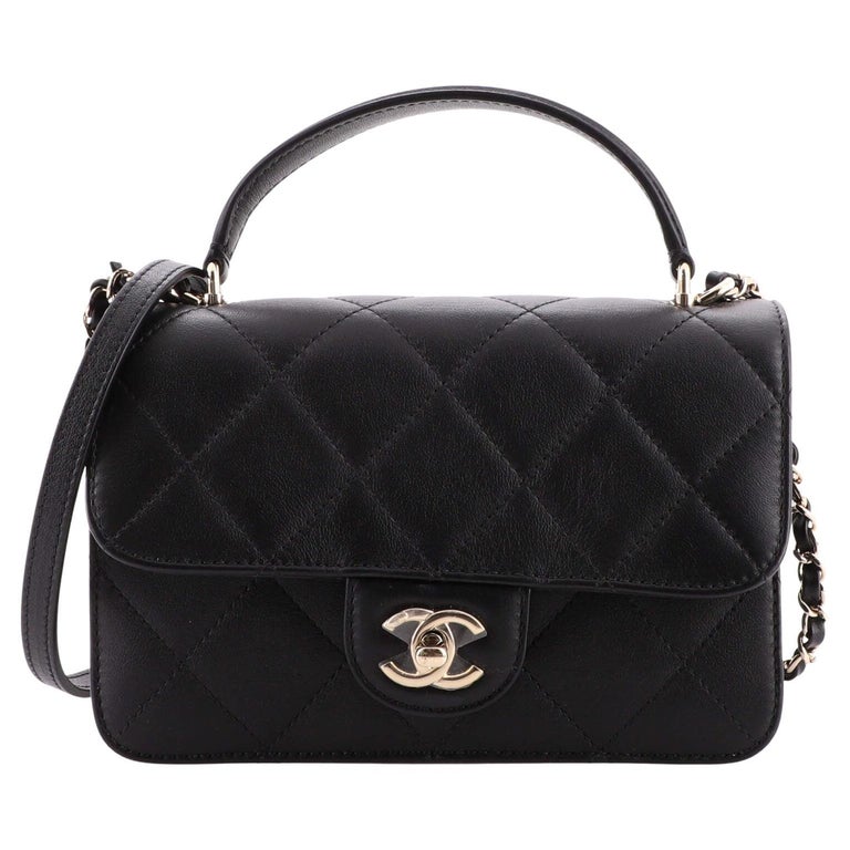 Chanel Coco Lady Top Handle Flap Bag Quilted Calfskin Small For Sale at 1stDibs