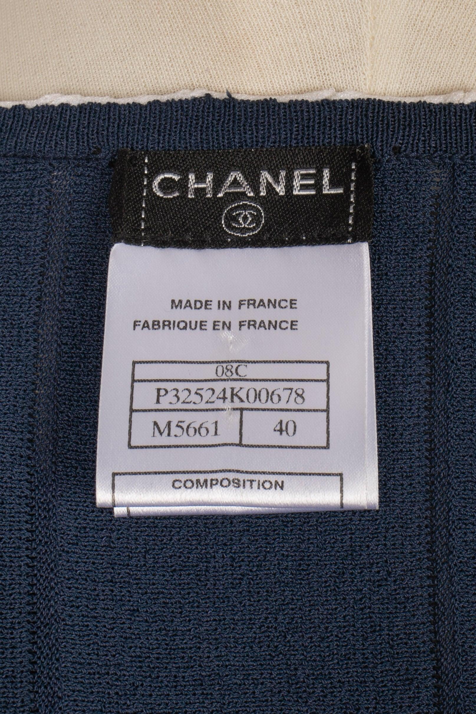 Ensemble « Coco Line » blanc et bleu marine de Chanel, 2008 en vente 7