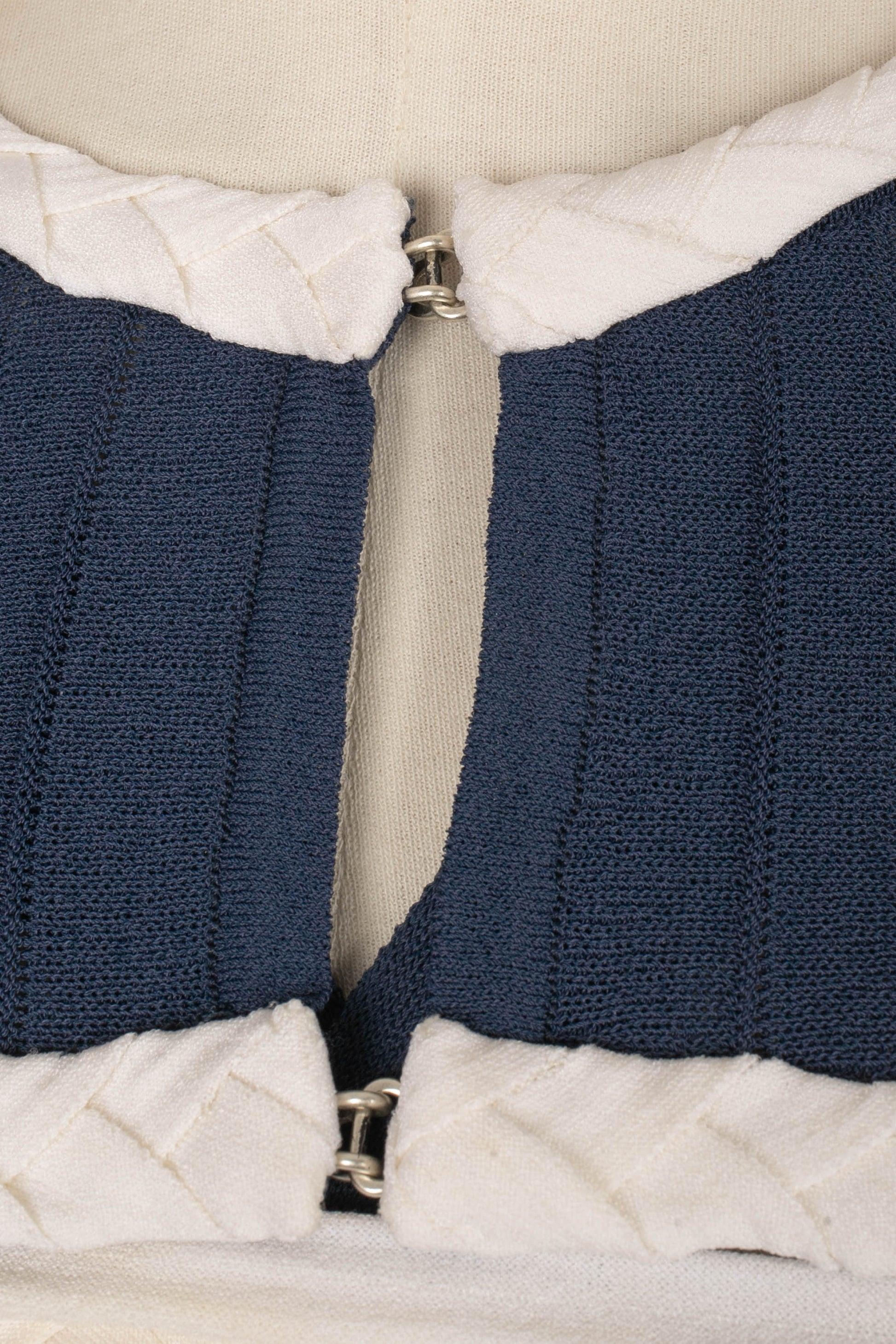 Ensemble « Coco Line » blanc et bleu marine de Chanel, 2008 en vente 4