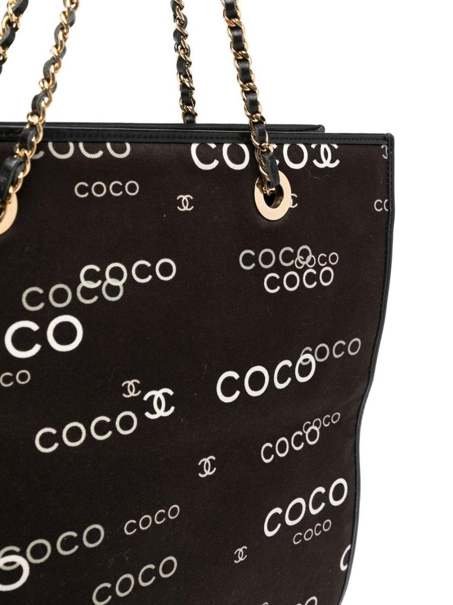 Women's Chanel Coco Logo Canvas Shopping Tote  
