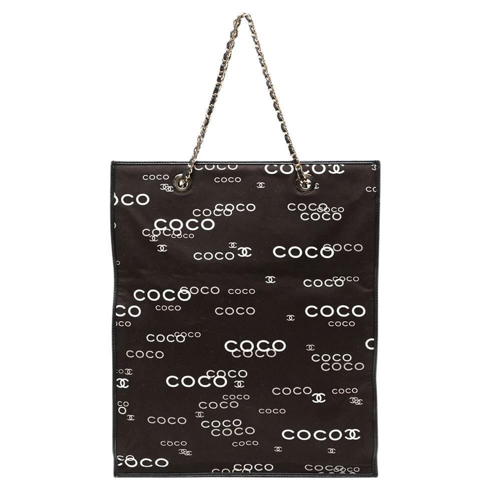 Chanel Coco Logo Canvas Shopping Tote  