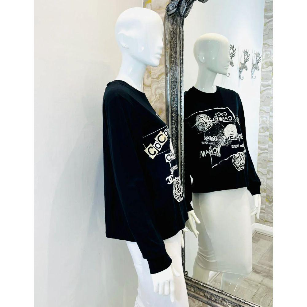 Noir Sweat-shirt Chanel Coco Logo en coton en vente