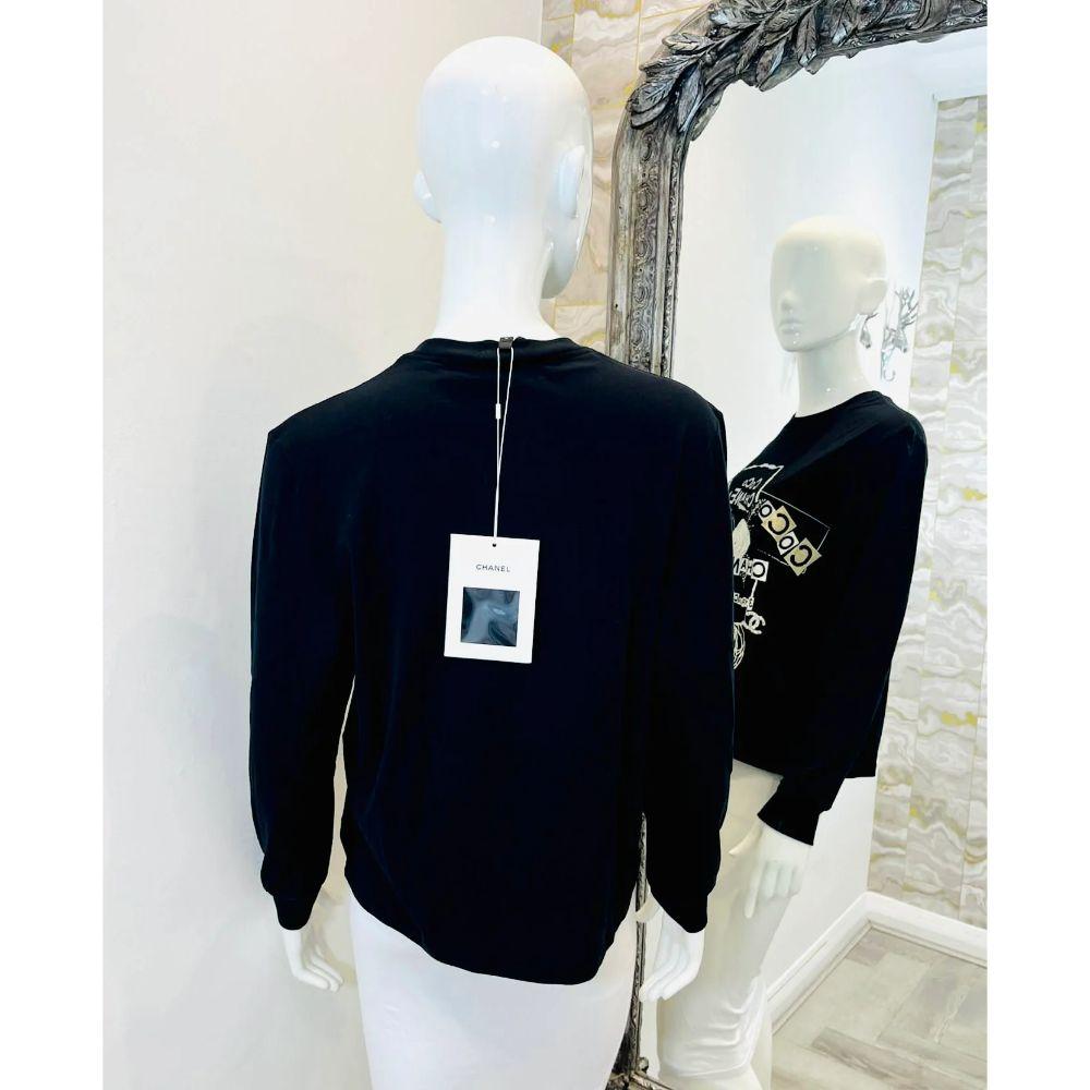 Chanel Coco Logo-Pulloverhemd aus Baumwolle (Schwarz) im Angebot