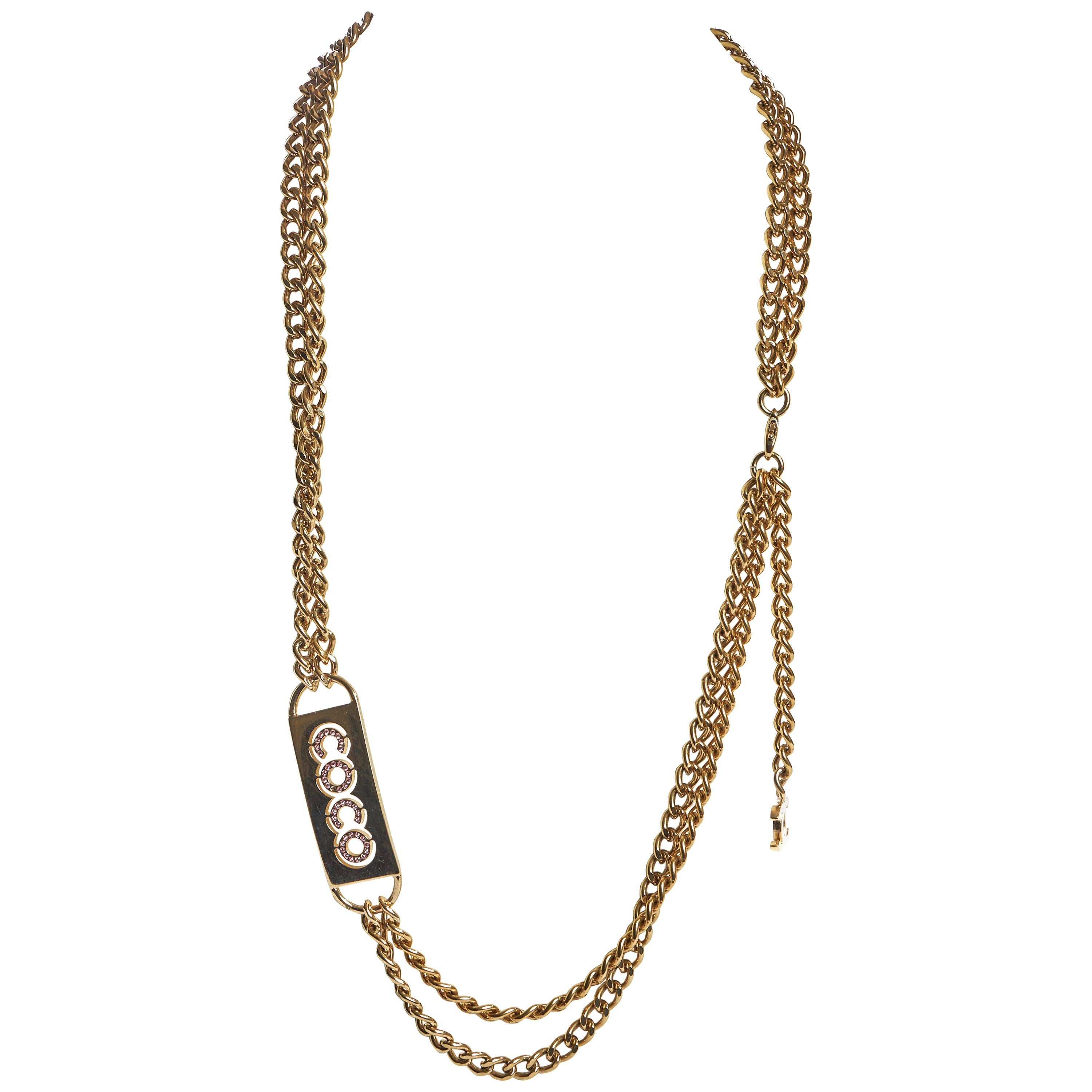 Chanel COCO Logo Double Chain Necklace Belt