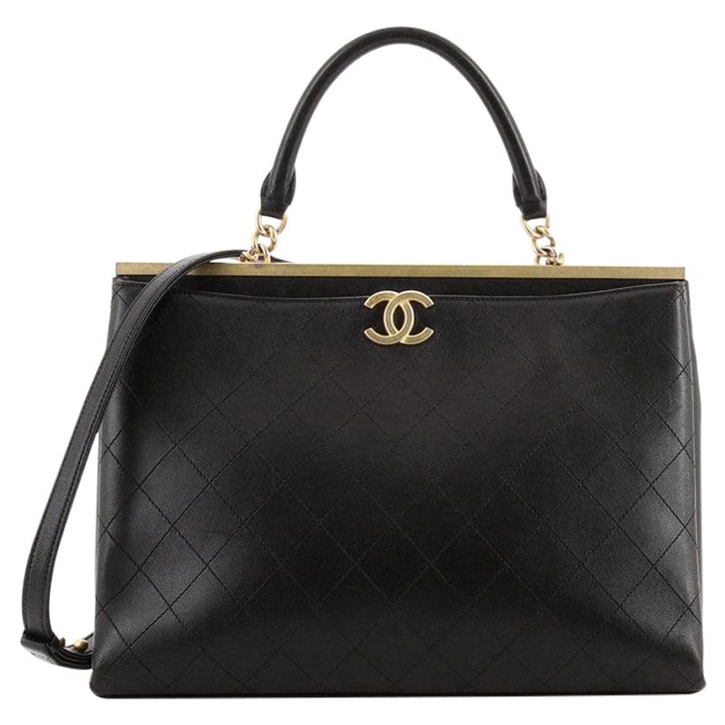 Chanel Black Quilted Calfskin Leather Medium Coco Luxe Top Handle Flap Bag  For Sale at 1stDibs