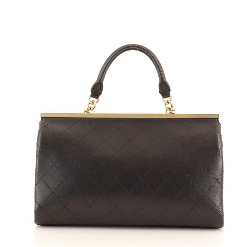 Chanel Coco Luxe Top Handle Bag Quilted Lambskin Large In Good Condition In NY, NY