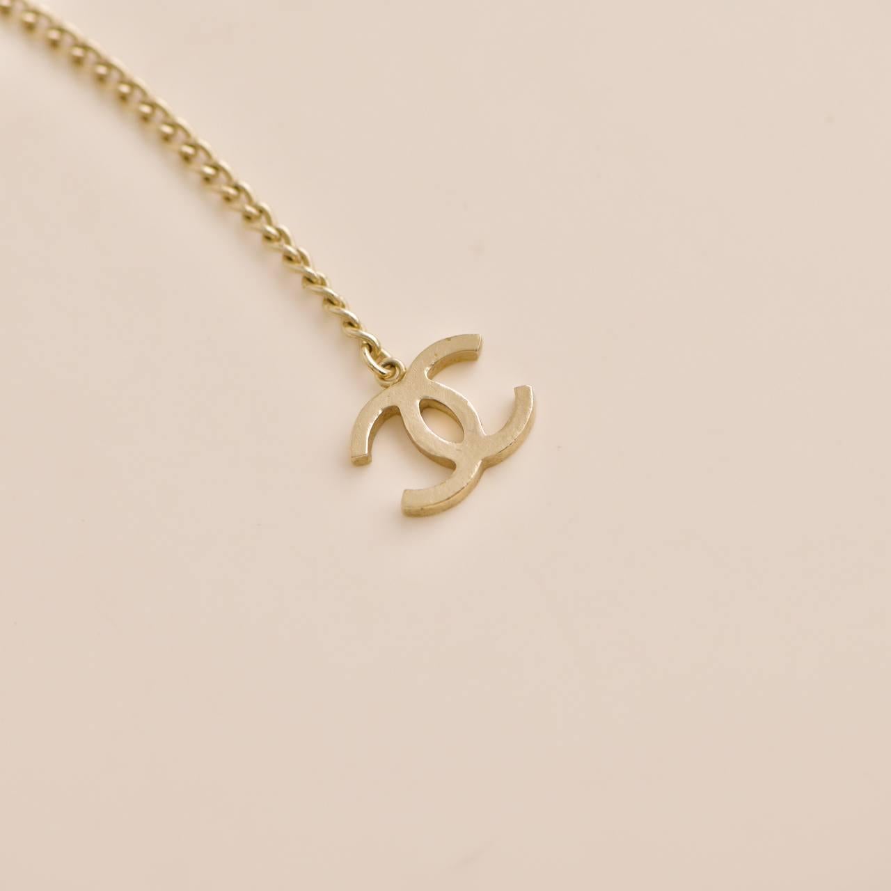 Chanel Coco Mademoiselle Figurine Enamel Gold Tone Necklace For Sale 3