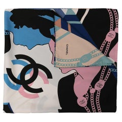 Chanel Coco Mademoiselle-print CC Silk Scarf 