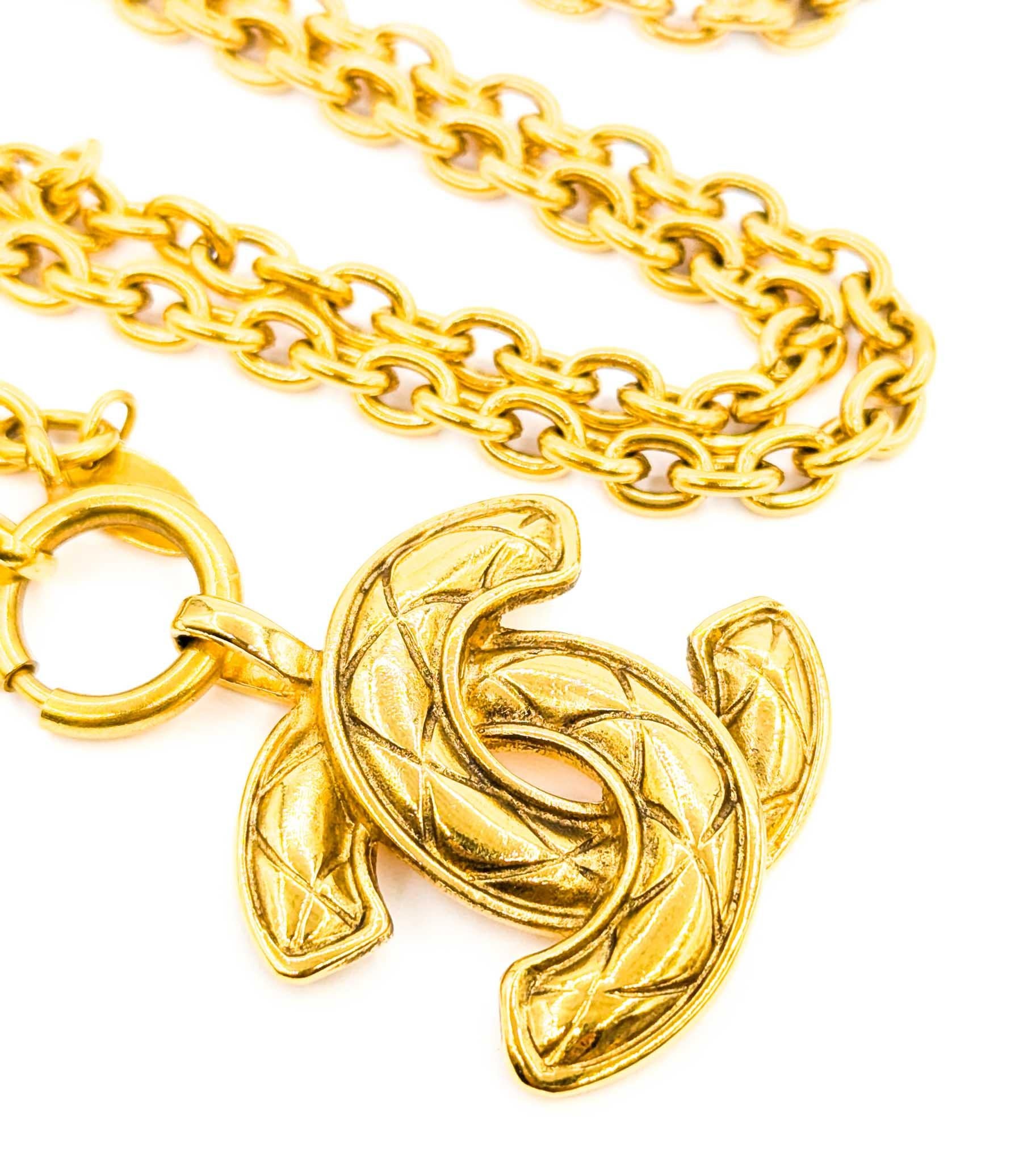 Contemporary Chanel Coco Mark CC Matelasse Necklace/Pendant For Sale