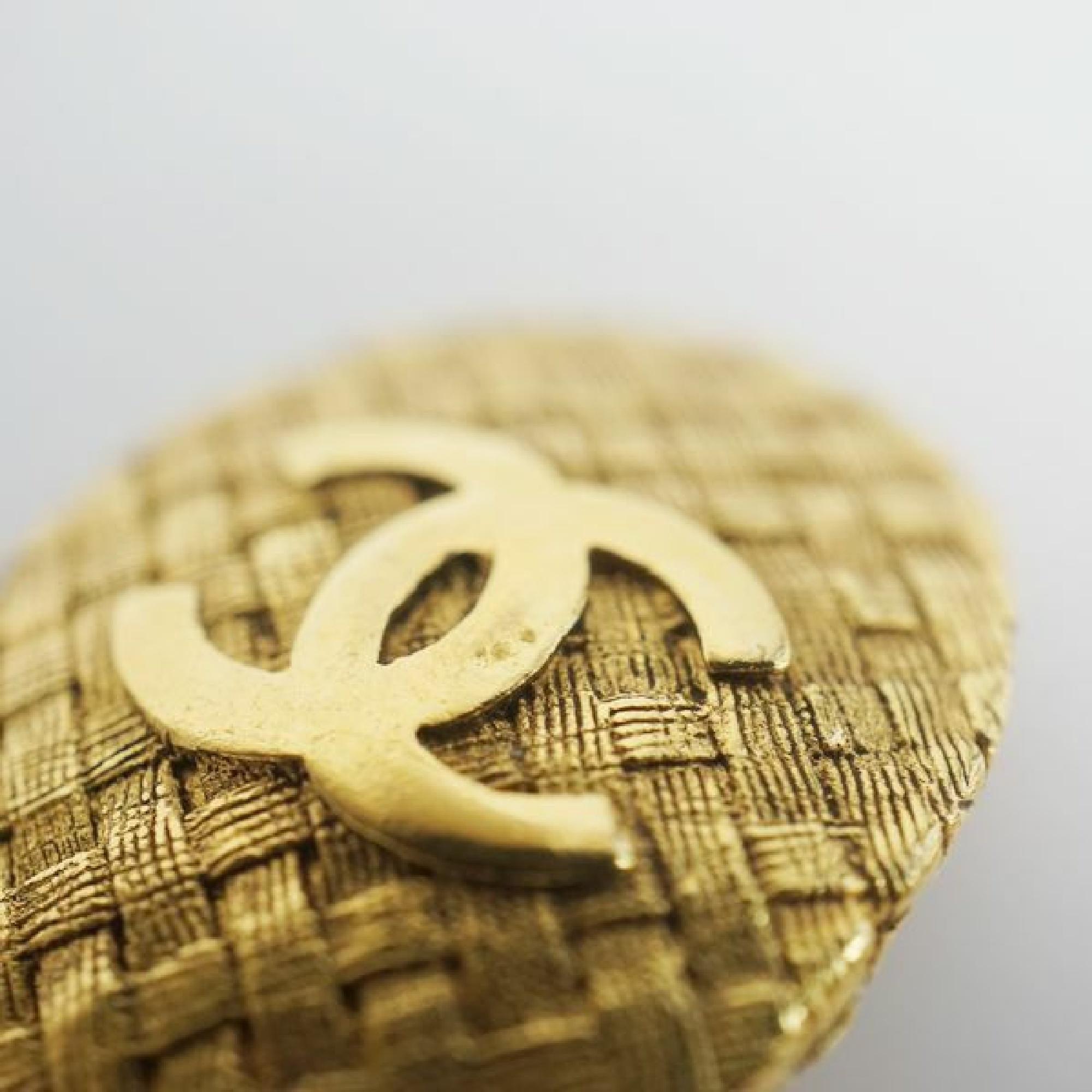 CHANEL coco mark circle oval GP Womens earrings gold 4