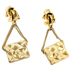 Chanel Coco Mark Dangle Matelasse Earrings