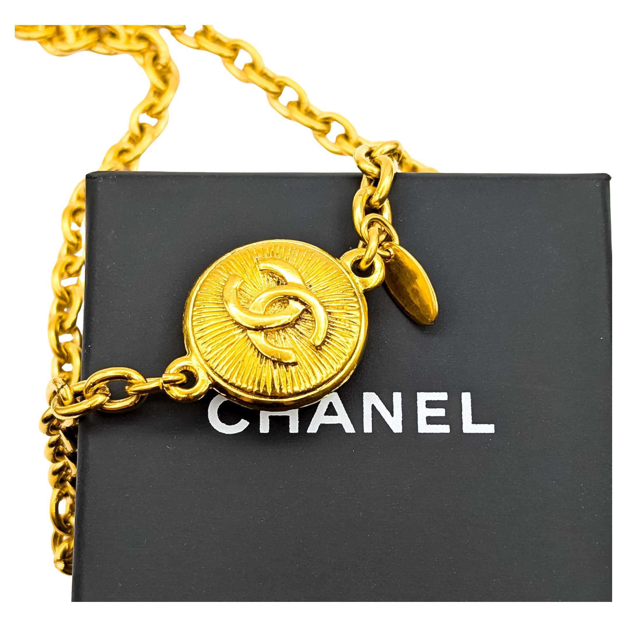 Chanel Coco Mark Gold Medallion Necklace
